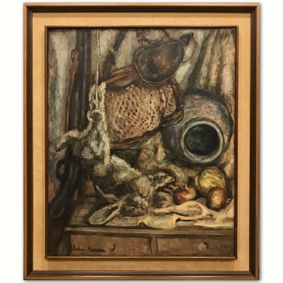 “Bodegón de Caza”, óleo sobre lienzo, Glòria Morera Font (1938), años 70 del siglo XX