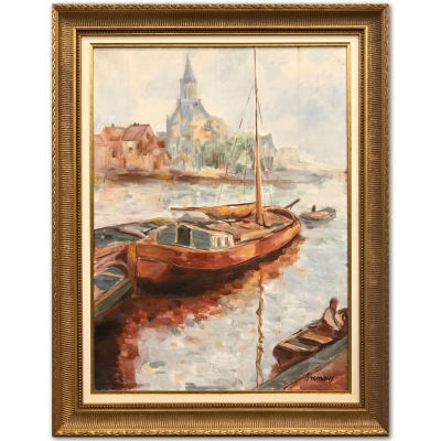 ”Scène Portuaire au Clocher Gothique”, Fremaux, años 60-70 del siglo XX