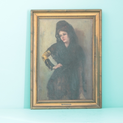 Retrato femenino atribuido a Ricardo Brugada y Panizo (1867–1919), óleo sobre lienzo