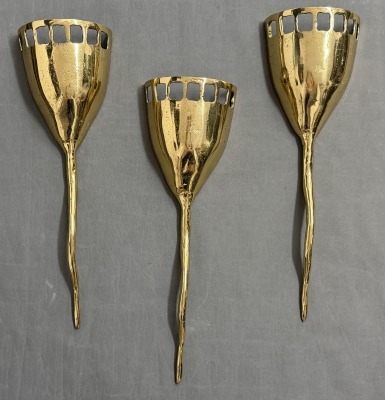David Marshall 3 apliques brutalista, vintage, bronce, 1980s