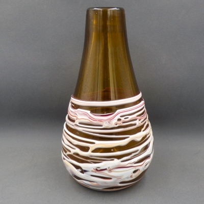 Florero de cristal con tiras de cinta derretida de Venini & Cie, Italia, 1960