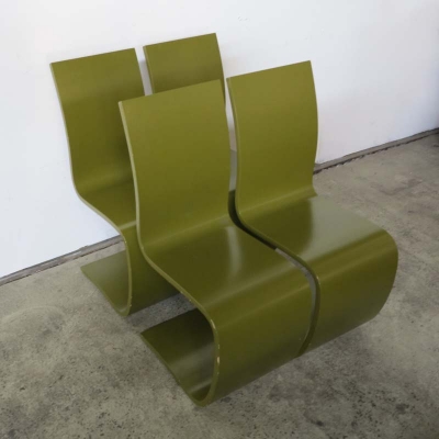Cuatro sillas vintage de madera en forma de S, 1960 - 1970