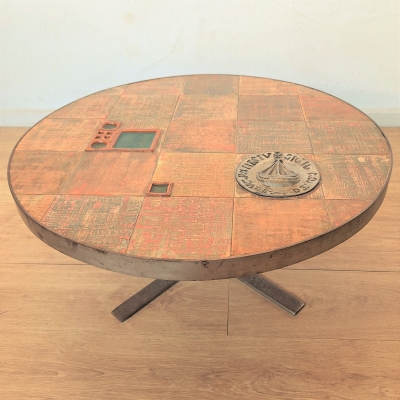 Mesa de céramica redonda Mid Century de Vallauris, 1960 - 1969