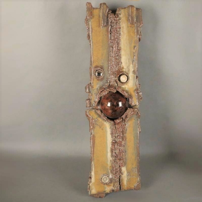 Escultura de pared brutalista de cerámica de Prof. Dieter Crumbiegel, 1975