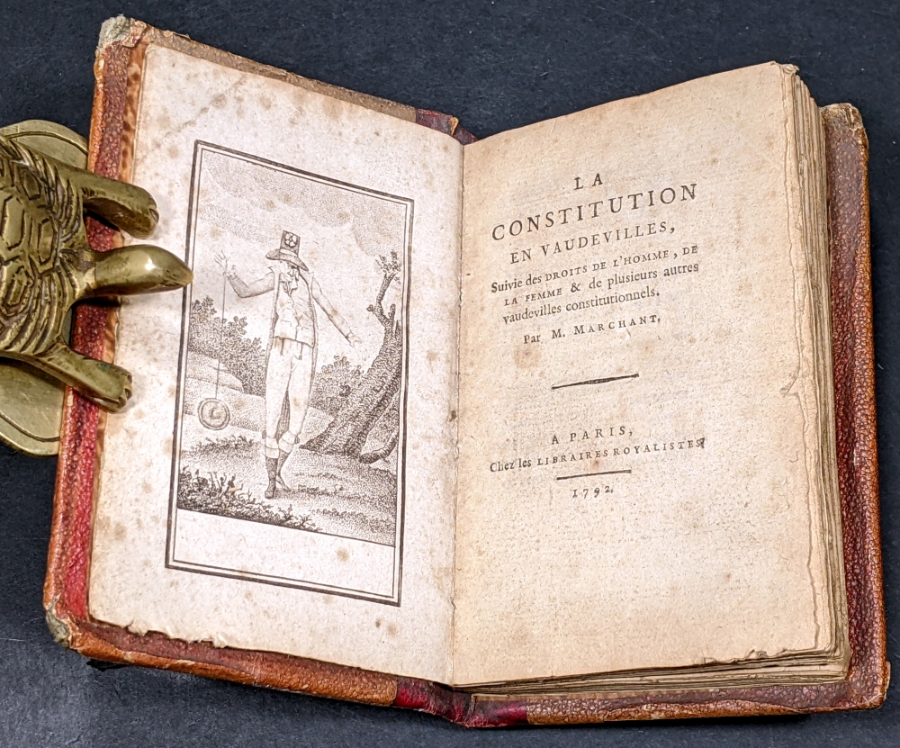 Año 1792 La primera representación de un yoyó. Marchant, La constitution en vaudevilles. Primera edición. Revolución Francesa. París.