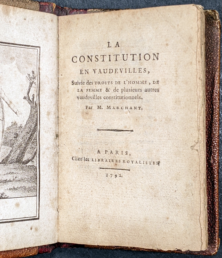 Año 1792 La primera representación de un yoyó. Marchant, La constitution en vaudevilles. Primera edición. Revolución Francesa. París.