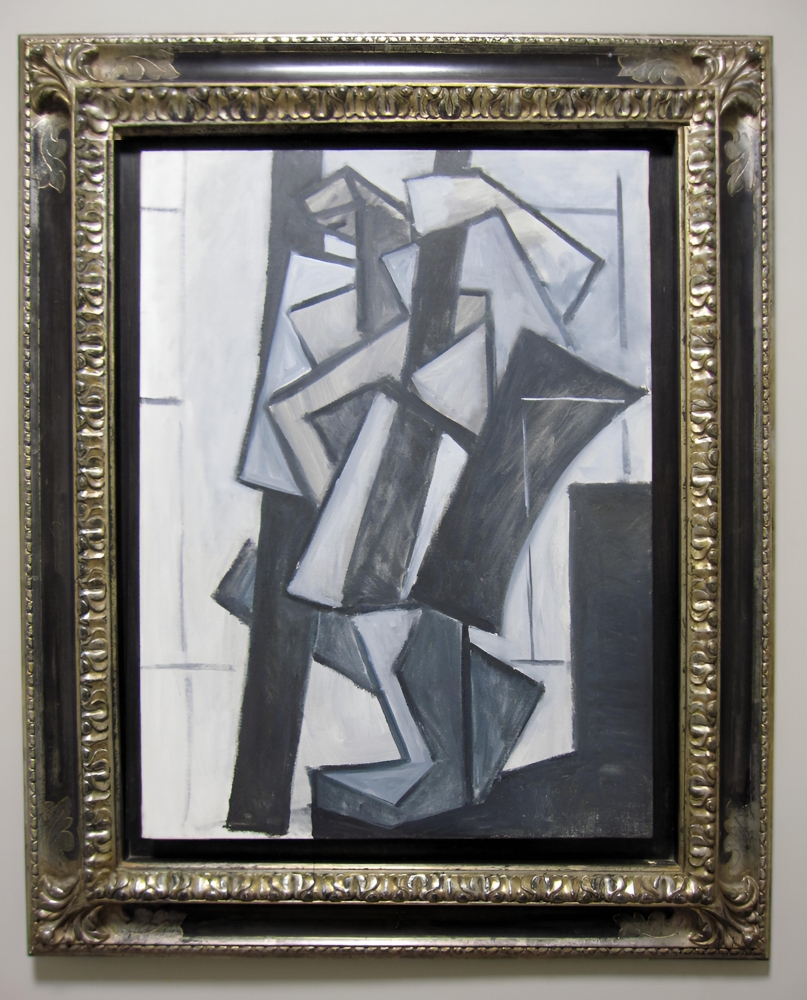 Miguel Ángel Campano, pintura abstracta, formas geométricas grises, 1990