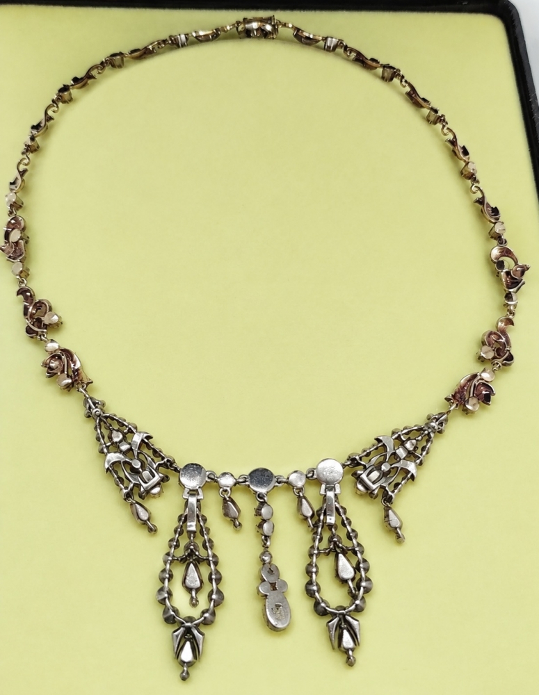 Collar de plata, oro de 18K y diamantes
