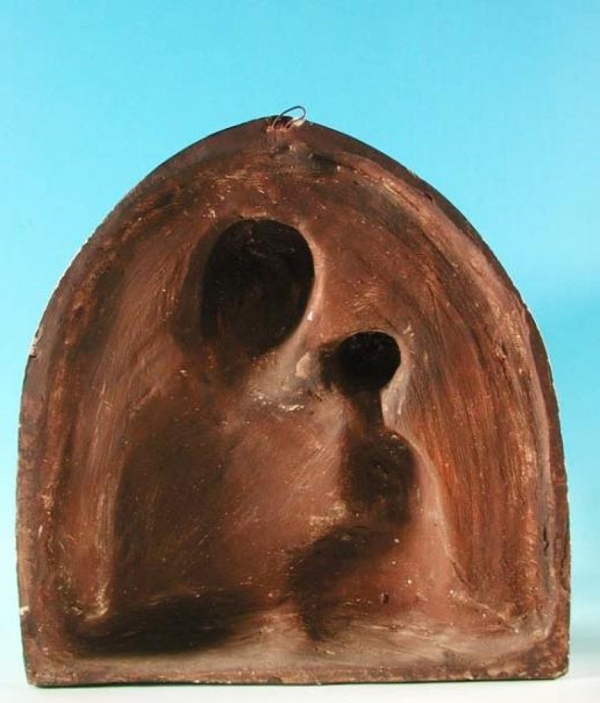 Virgen con niño, relieve de gran tamaño para colgar, estuco, Alemania, 1900