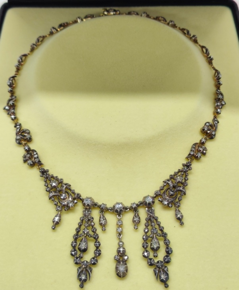 Collar de plata, oro de 18K y diamantes