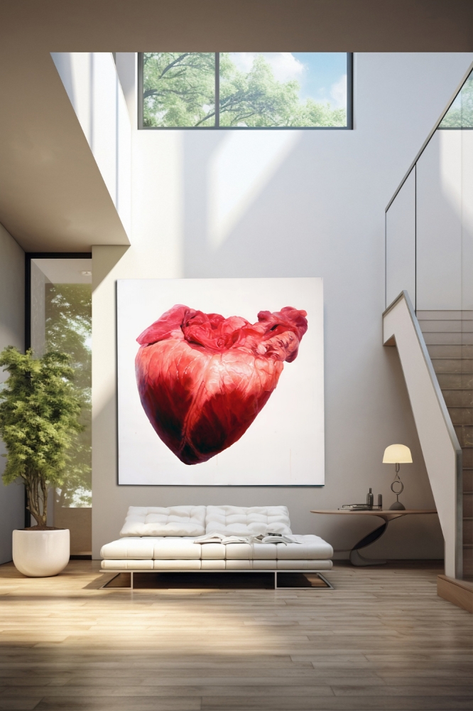 Pintura contemporánea realista corazón, artista chino Lu Zhengyuan
