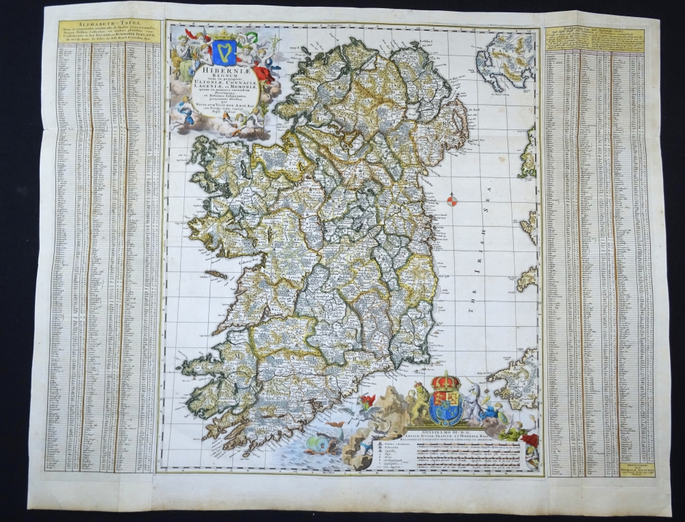 Irlanda, mapa raro y de gran tamaño, N. Visscher, 1690, Hibernae Regnum…