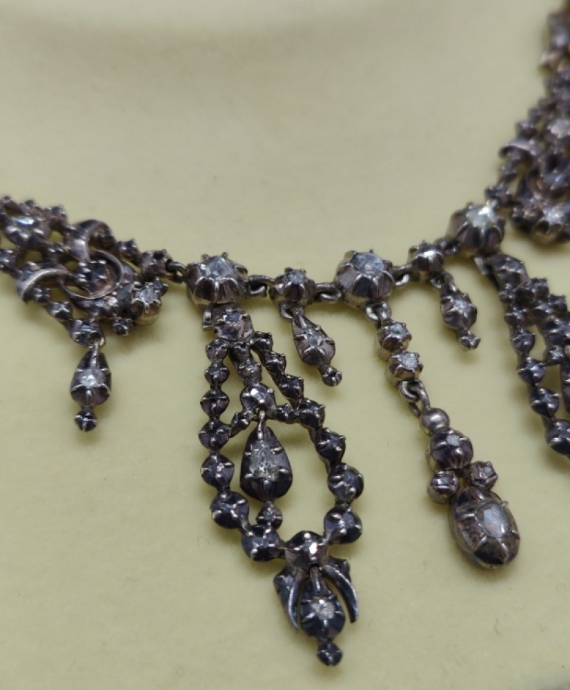Collar de plata, oro de 18K y diamantes