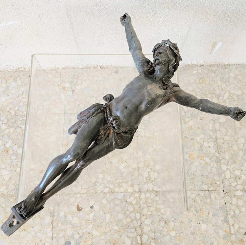 Figura de pared de gran tamaño de Jesucristo de estaño, 1880 - 1900