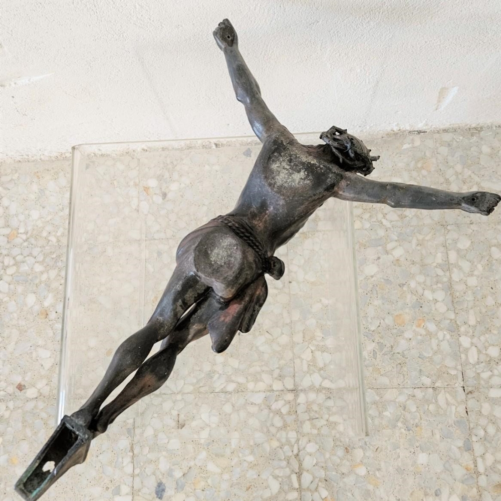 Figura de pared de gran tamaño de Jesucristo de estaño, 1880 - 1900