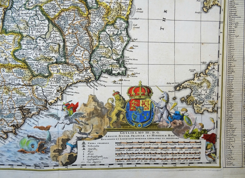 Irlanda, mapa raro y de gran tamaño, N. Visscher, 1690, Hibernae Regnum…