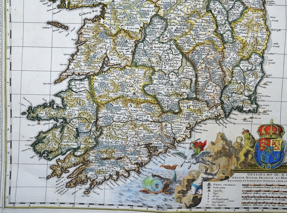 Irlanda, mapa raro y de gran tamaño, N. Visscher, 1690, Hibernae Regnum…