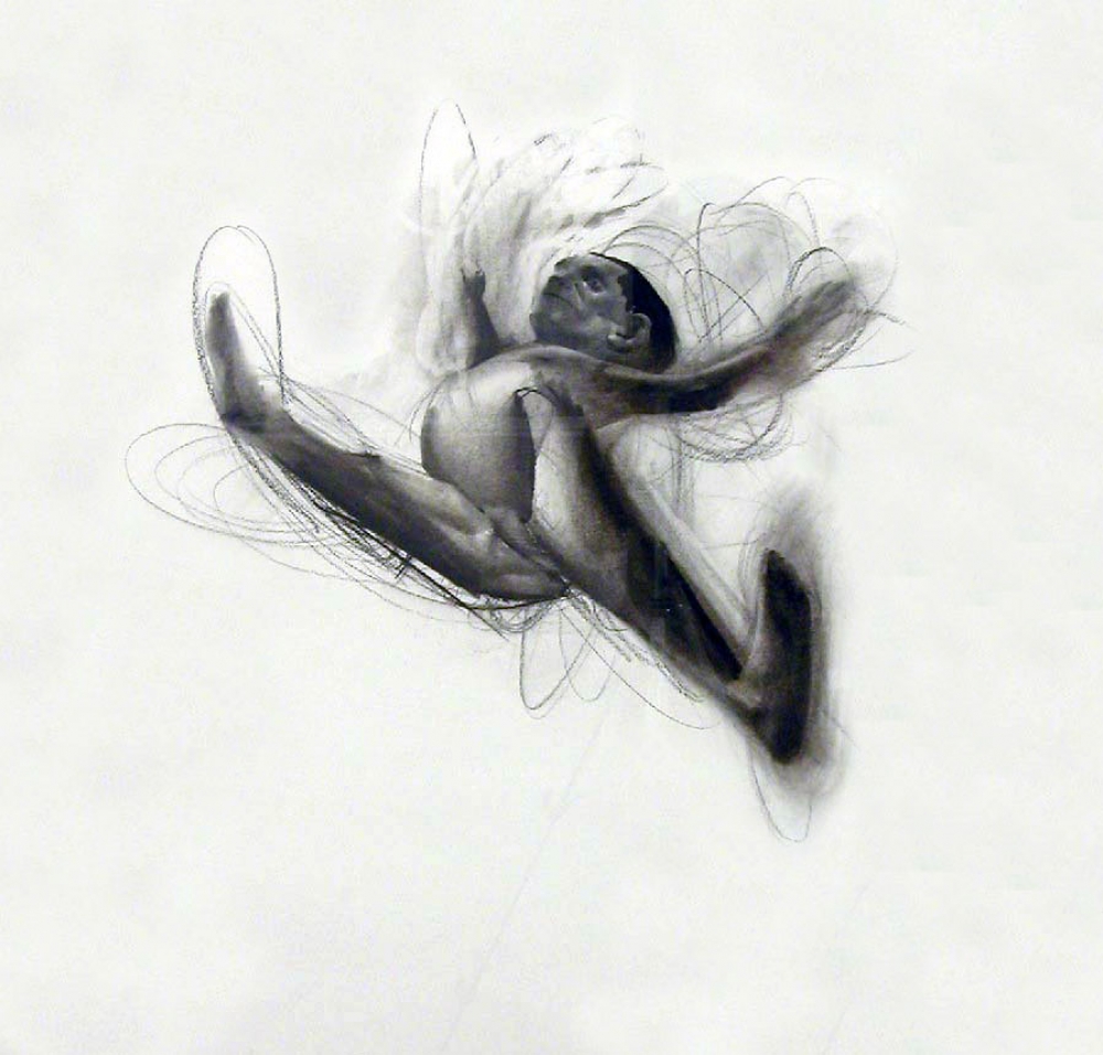 Jon Ander del Arco, pintura contemporánea, personaje saltando, 2004