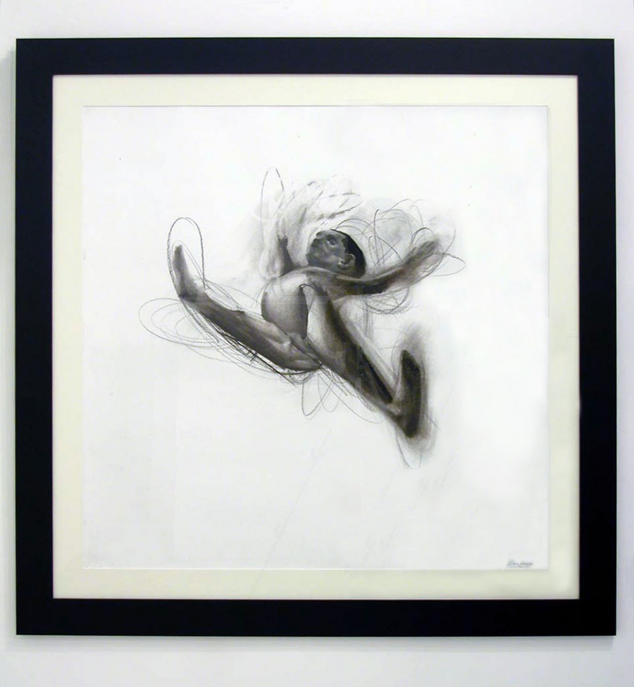 Jon Ander del Arco, pintura contemporánea, personaje saltando, 2004