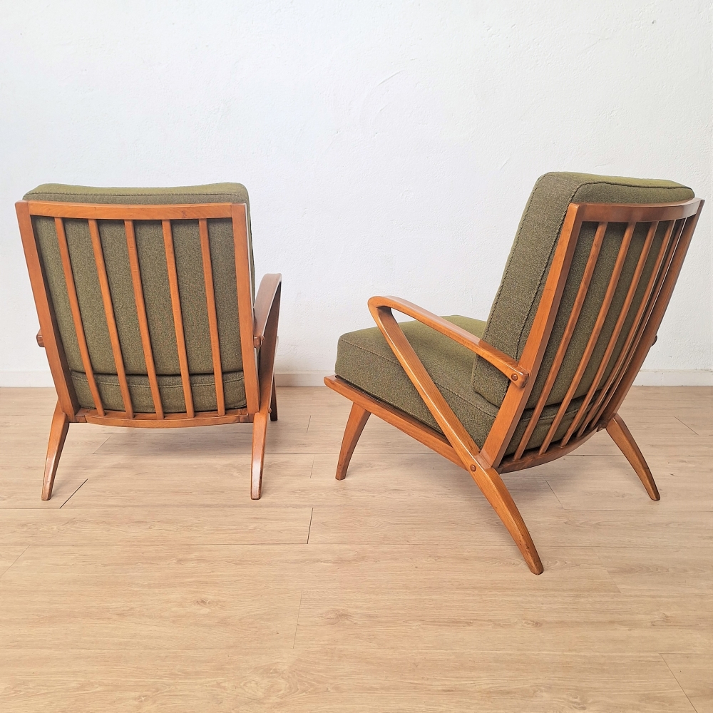 Dos sillones de madera curvada de 1940, fabricado por Guglielmo Ulrich para C.W.K. Möbel