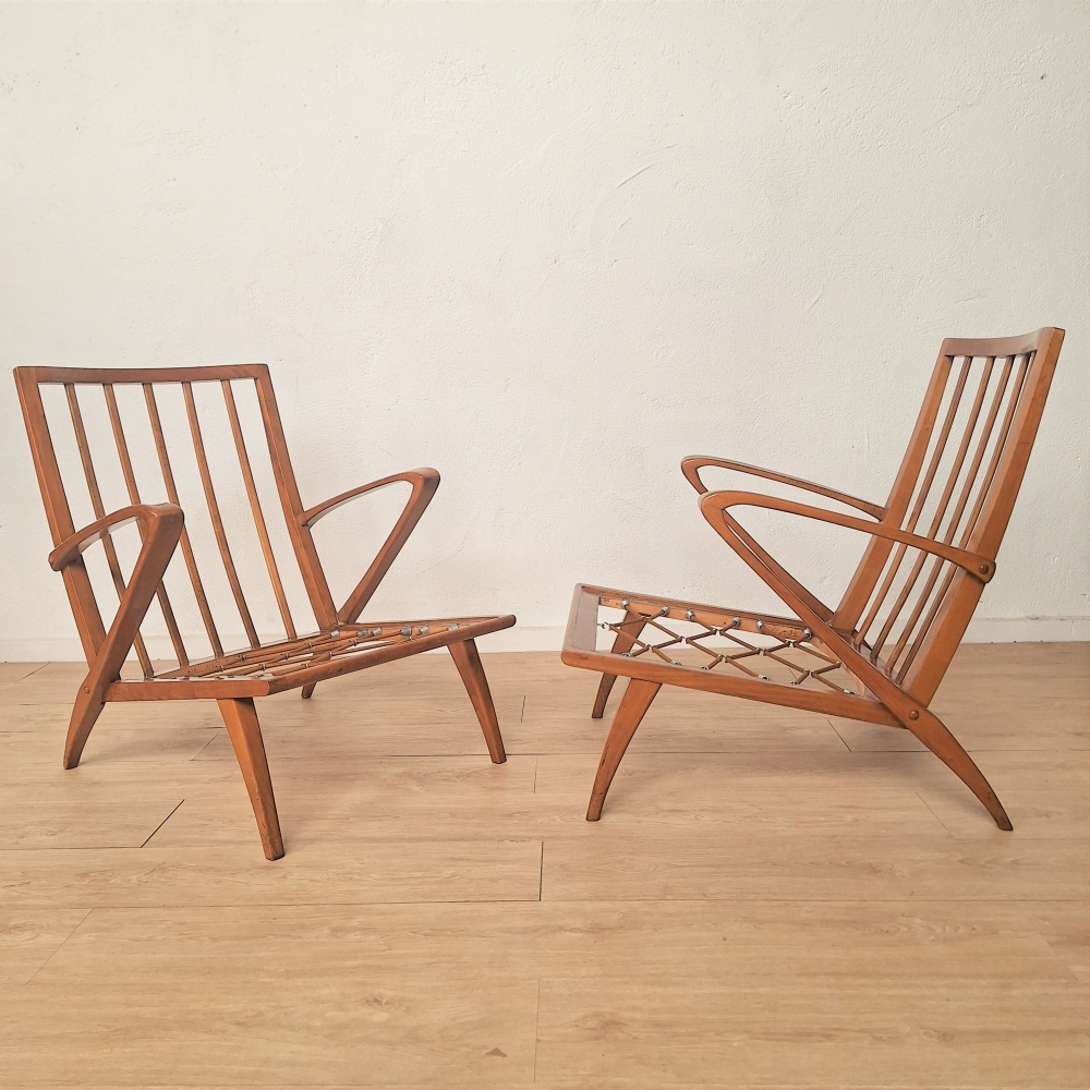 Dos sillones de madera curvada de 1940, fabricado por Guglielmo Ulrich para C.W.K. Möbel
