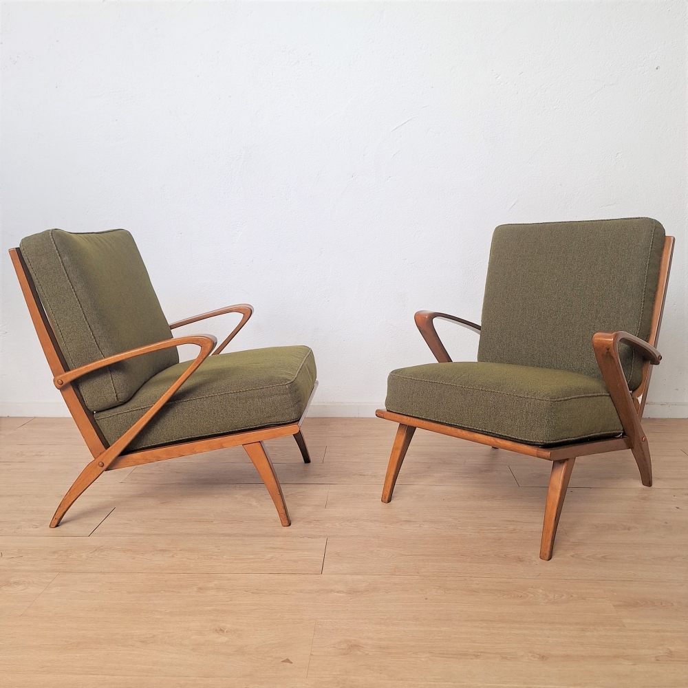 Dos sillones de madera curvada de 1940, fabricado por Guglielmo Ulrich para C.W.K. Möbel