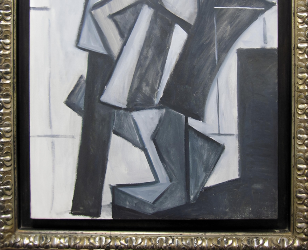 Miguel Ángel Campano, pintura abstracta, formas geométricas grises, 1990
