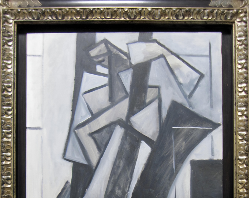 Miguel Ángel Campano, pintura abstracta, formas geométricas grises, 1990