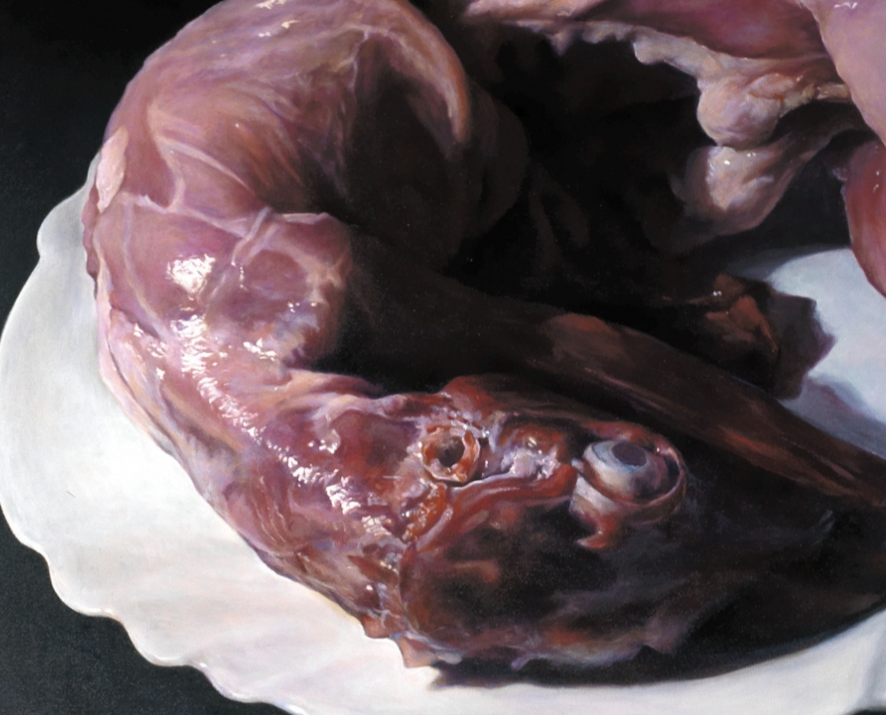 Chao Chen Huang, pintura hiperrealista, bodegón con conejo, 2007
