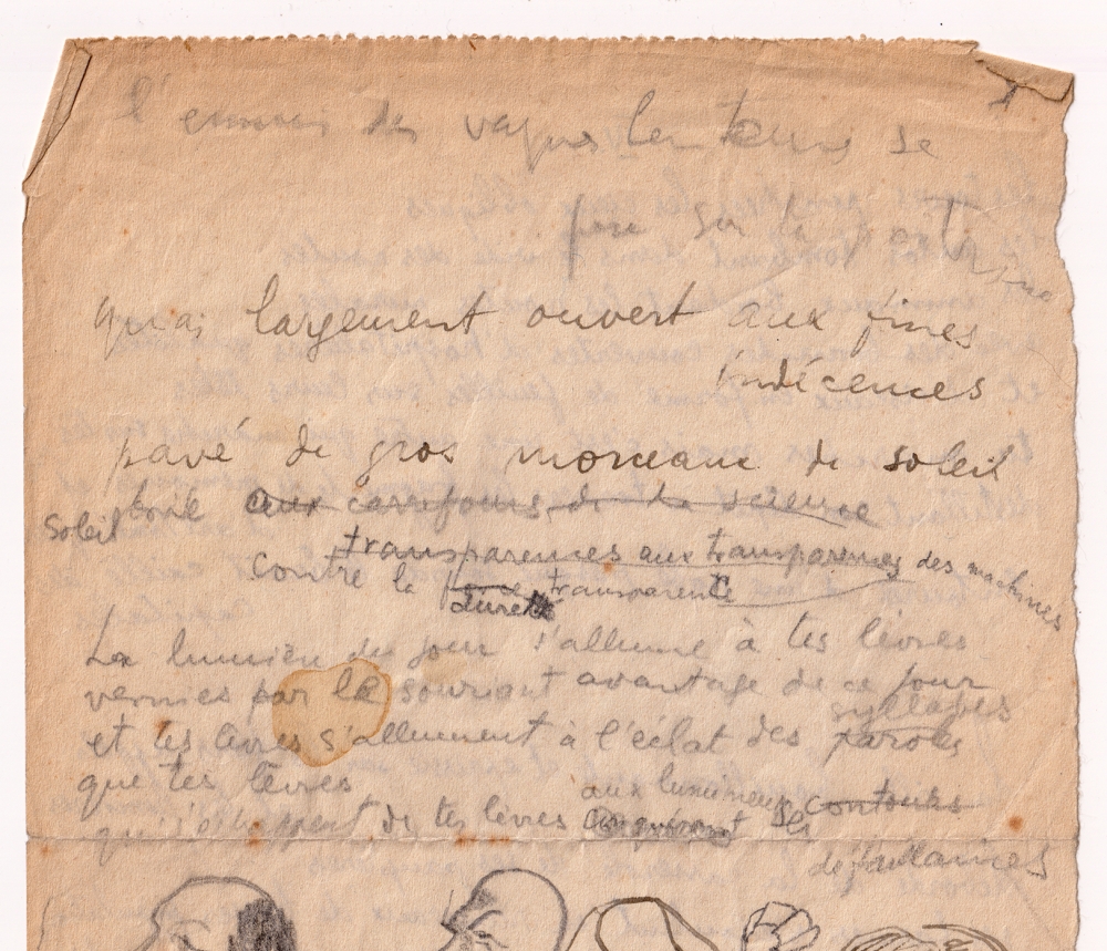 Tristan Tzara, dibujo y texto originales, 1925