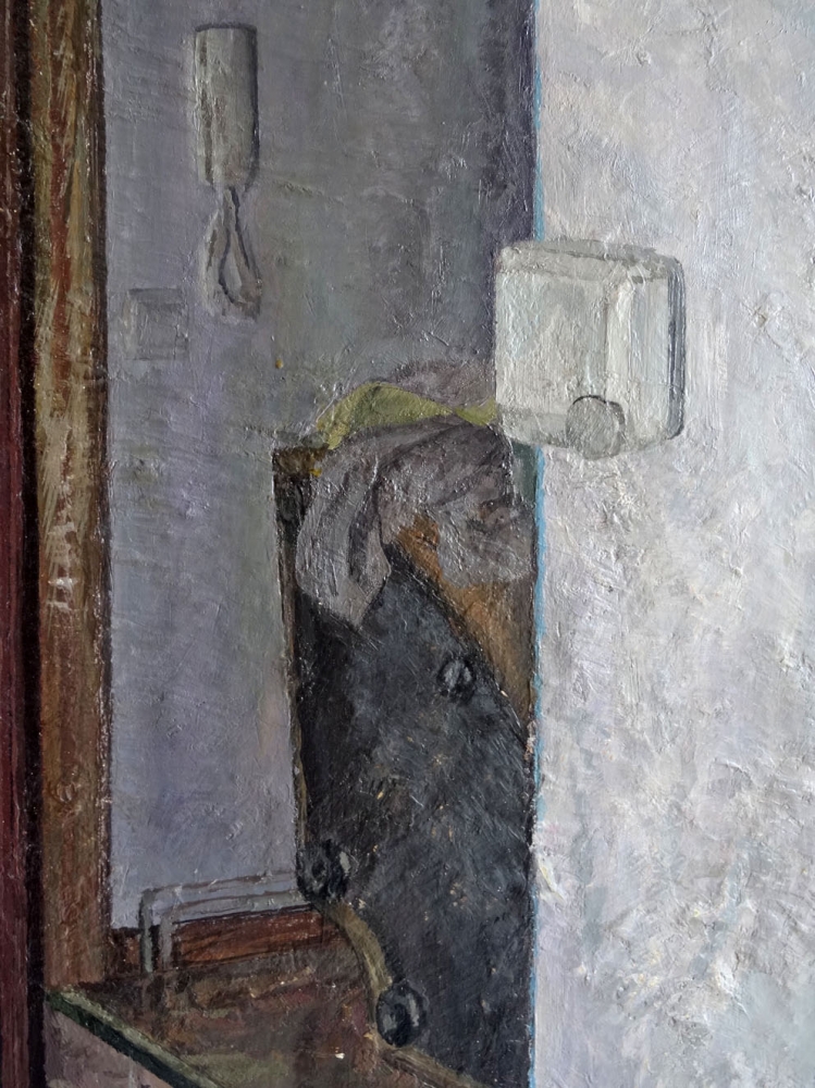 Ricardo González García, pintura realista, escena interior habitación con puerta, 2004