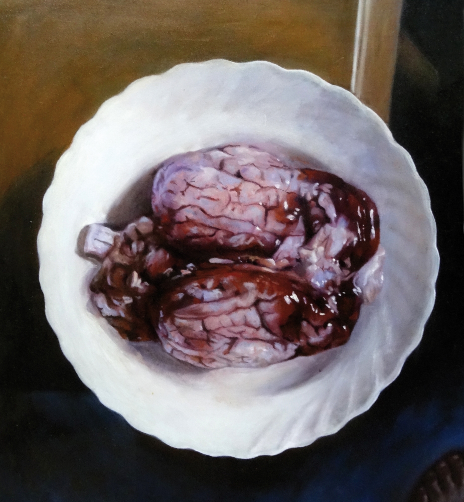Chao Chen Huang, óleo sobre lienzo, bodegón con cerebro, 2007