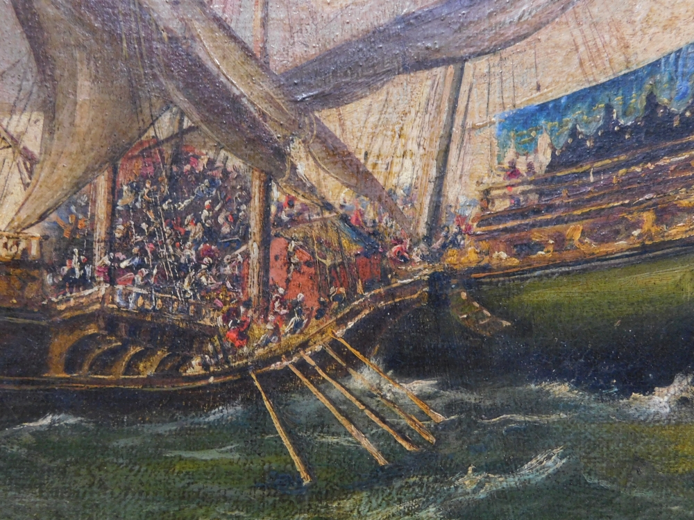 Batalla naval, óleo sobre tela