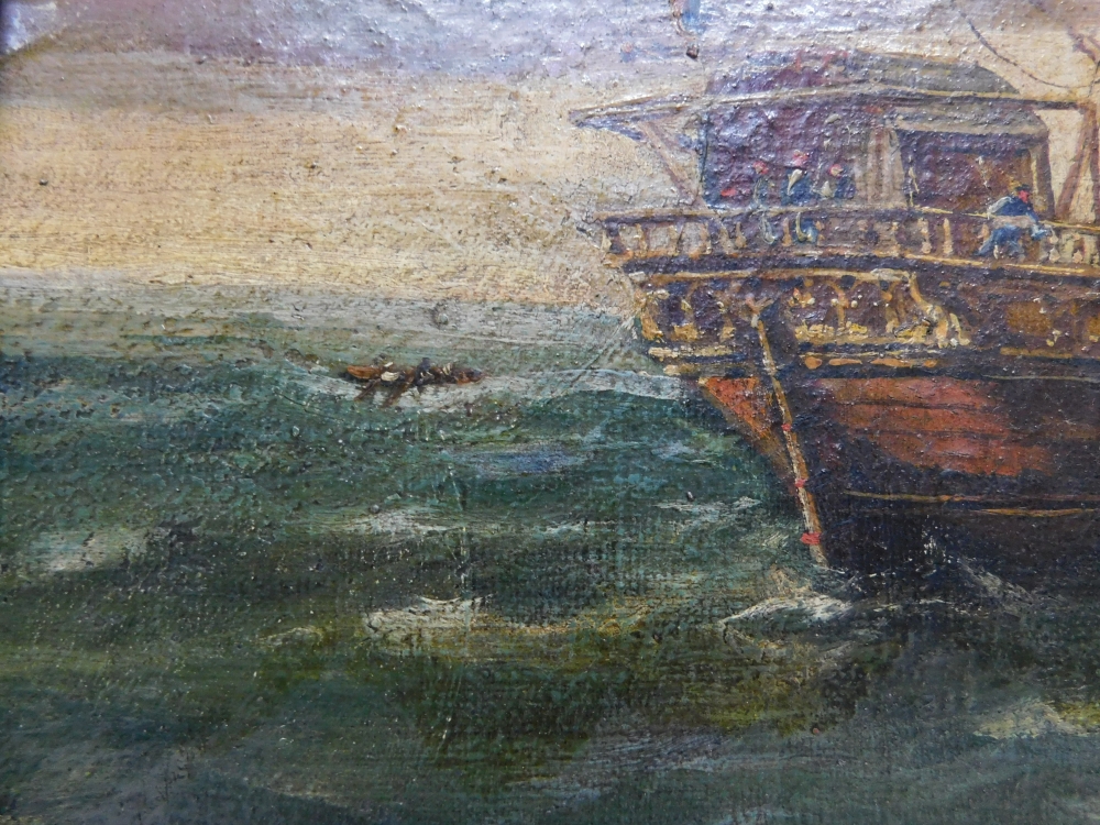 Batalla naval, óleo sobre tela