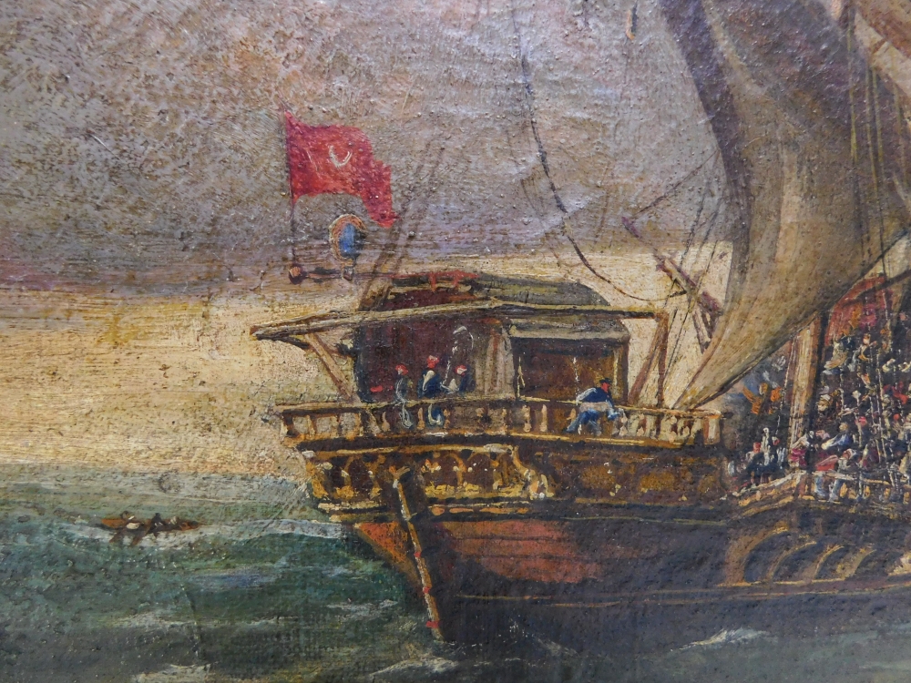 Batalla naval, óleo sobre tela
