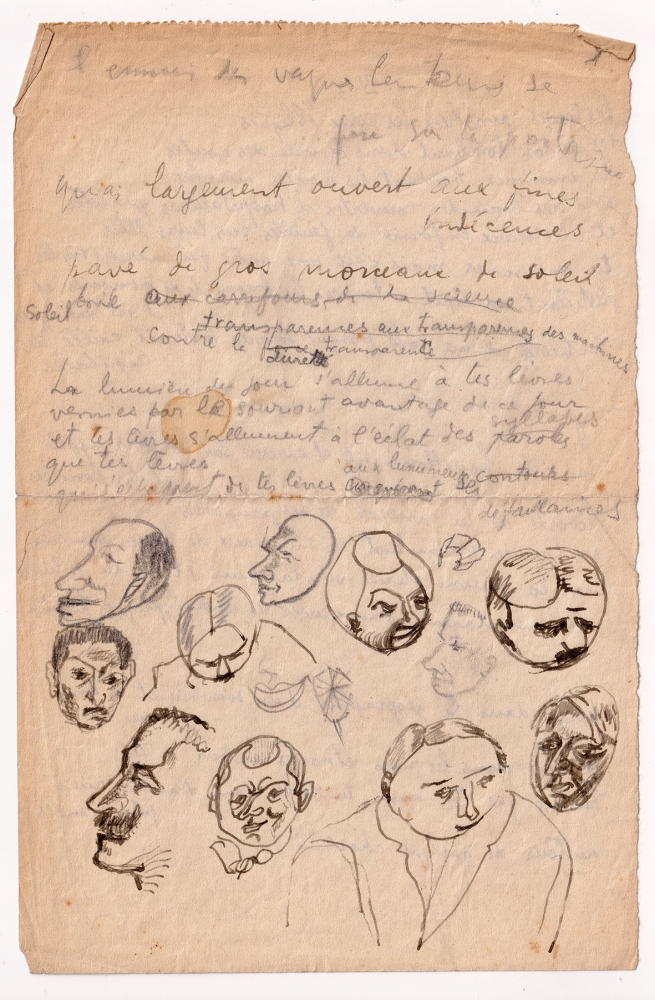 Tristan Tzara, dibujo y texto originales, 1925