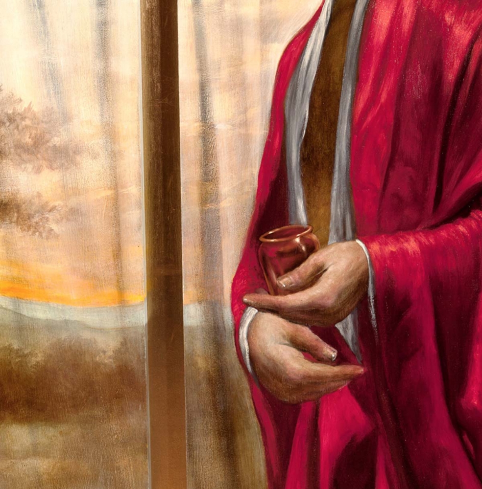 Jesús Herrera Martínez, pintura contemporánea, escena bíblica, pan de oro,  2005