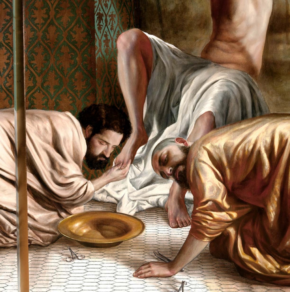 Jesús Herrera Martínez, pintura contemporánea, escena bíblica, pan de oro,  2005
