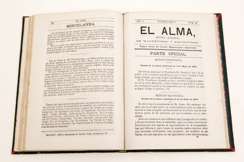 El Alma, Círculo Magnetológio Espiritista de Madrid, Completo (19 núm.), 1869 y 1870