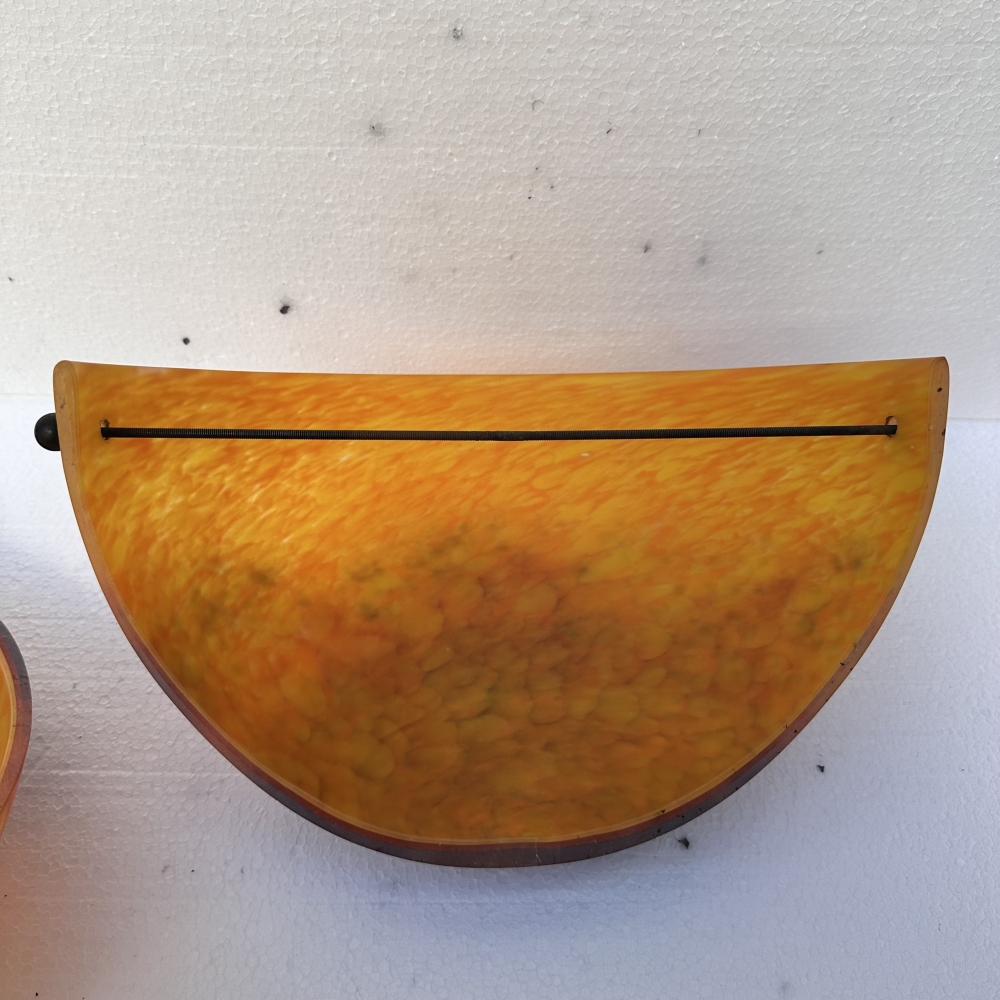 Pareja de apliques, vidrio doblado, Patrick Crespin para Le Verre Français, años 90, Francia