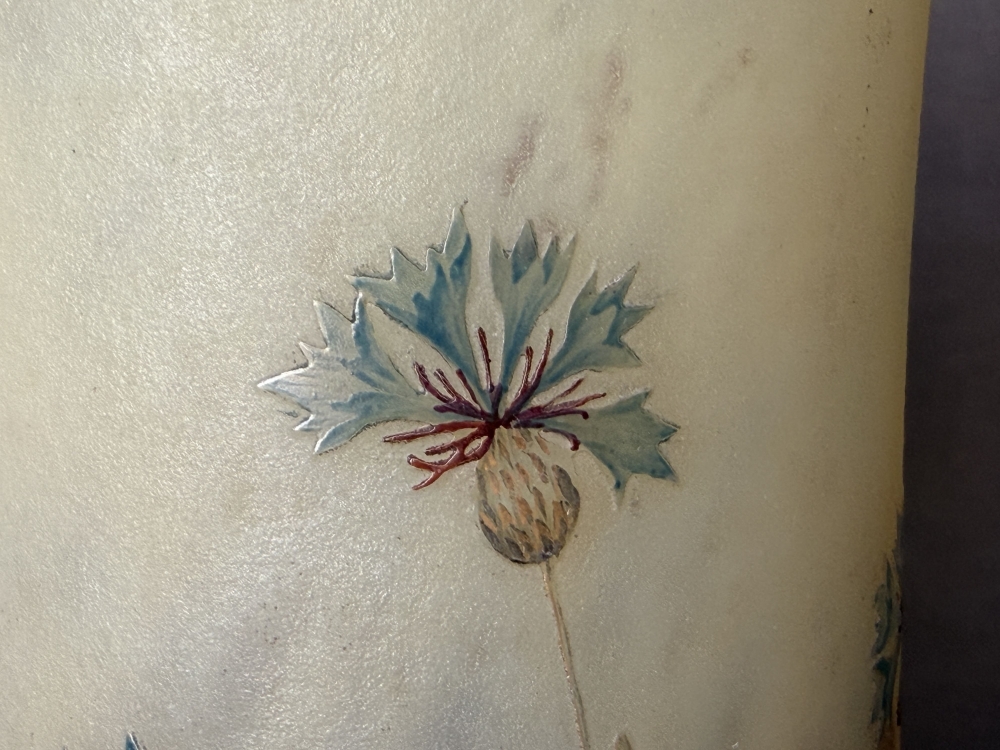 Daum Nancy, Jarrón Art Nouveau “Fleurs des champs”, vidrio soplado, circa 1900
