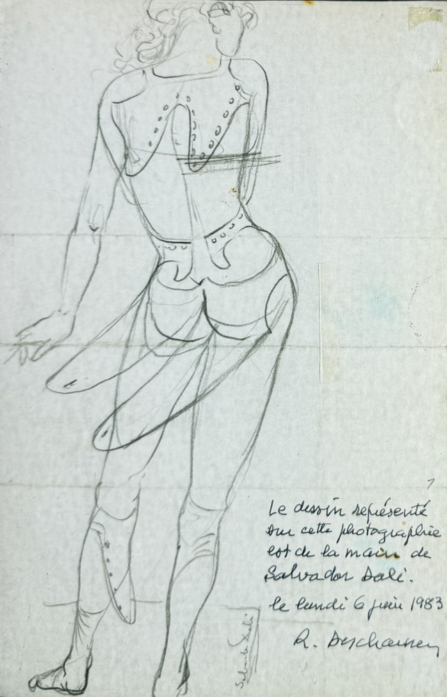 Salvador Dalí, Étude d’une figure de mode pour The American Weekly, 1935, lápiz sobre papel