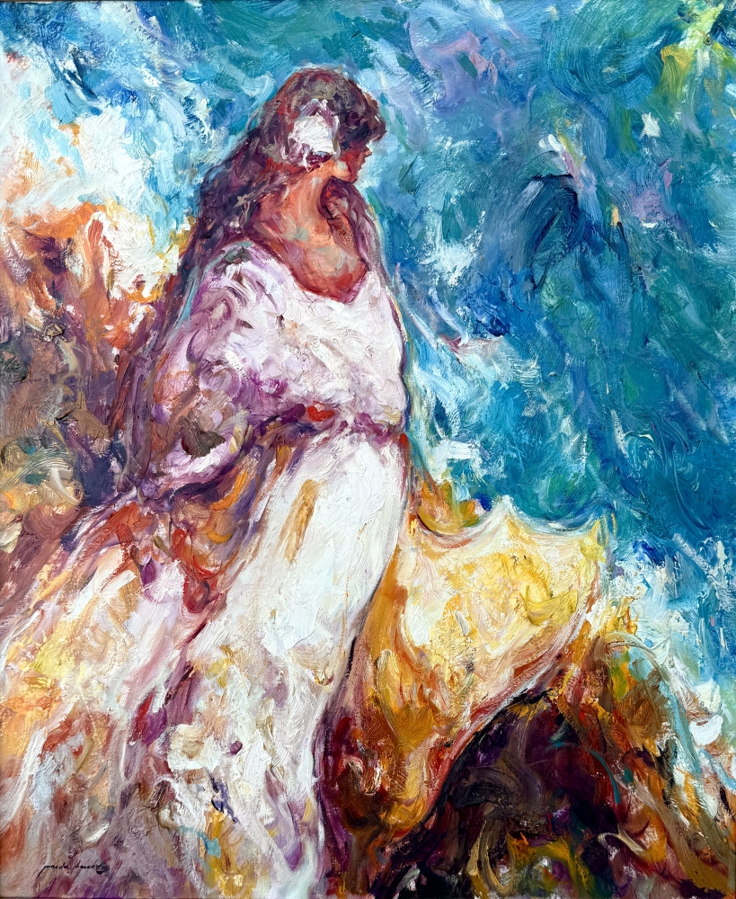 José Antonio Pineda Bueno, “Posado”, óleo sobre lienzo, figura femenina