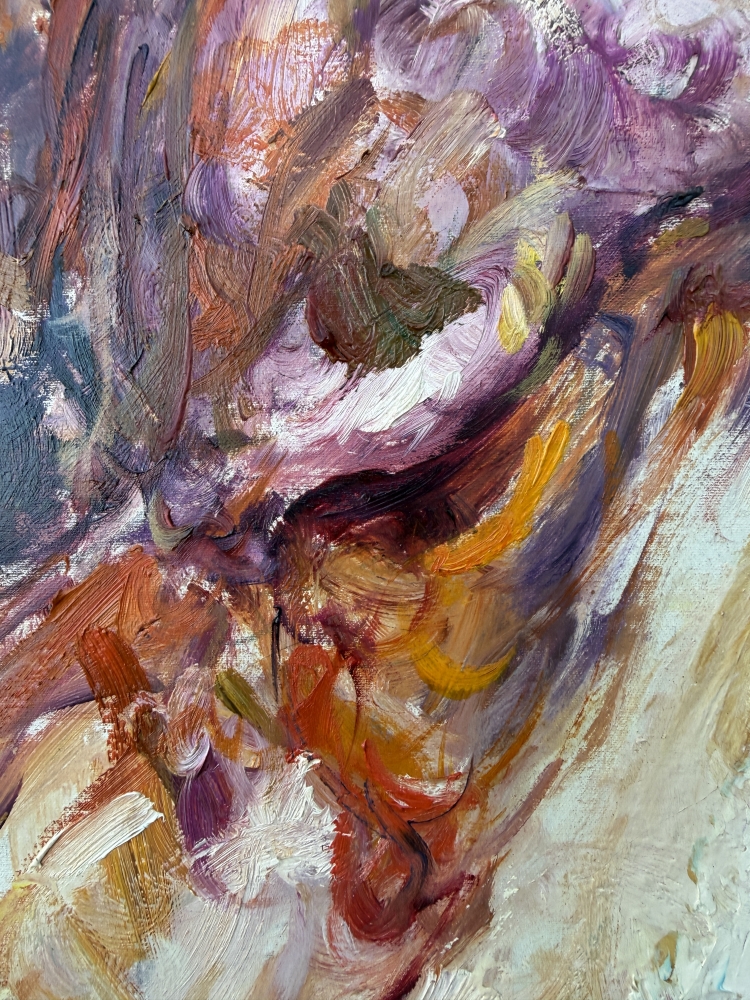 José Antonio Pineda Bueno, “Posado”, óleo sobre lienzo, figura femenina