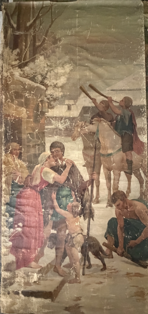 3 óleos sobre lienzo, esc. francesa, atrib. Puvis de Chavannes, siglo XIX  