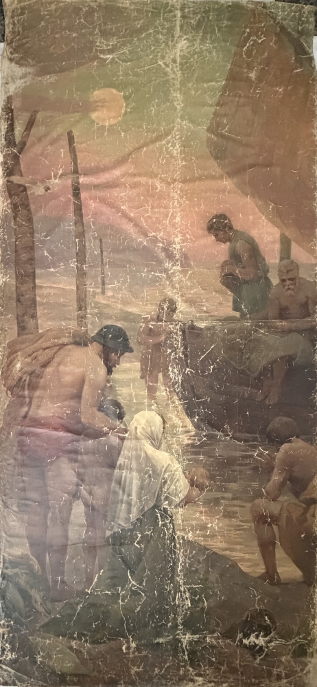 3 óleos sobre lienzo, esc. francesa, atrib. Puvis de Chavannes, siglo XIX  