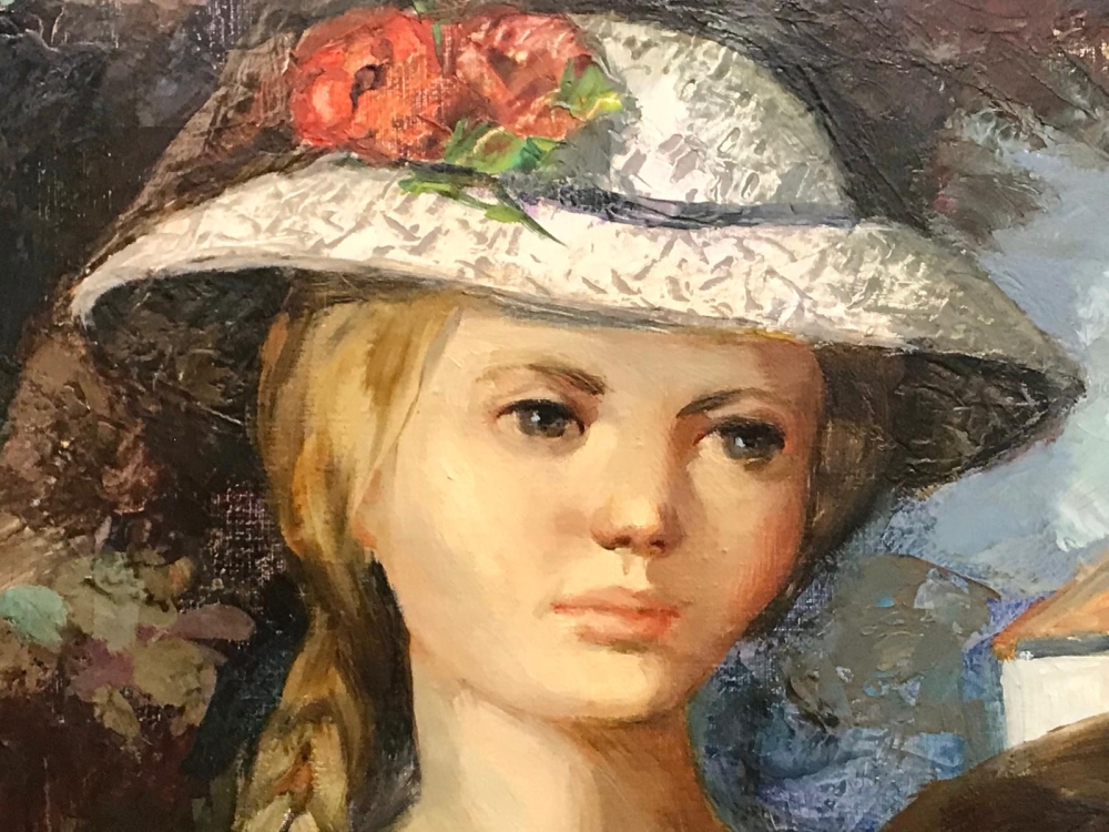”Muchachas con Cesto de Frutas y Cántaro”, José Buigas Sans (1903-1989), años 60-70 del siglo XX