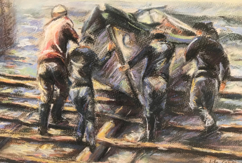 ”Pescadores en el Embarcadero”, Lola Cardós, 1992