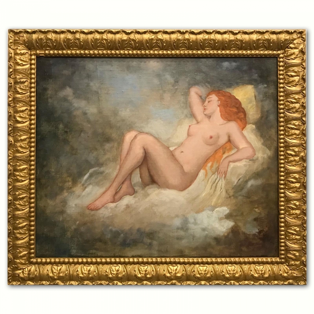 “Nymphe Endormie dans les Nuées”, seguidor de Jean Jacques Henner, finales del siglo XIX o principios del siglo XX