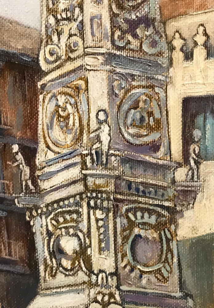 “Piazza S.Domenico Maggiore a Napoli”, Luciano Valeriani (1932-2007), 1991